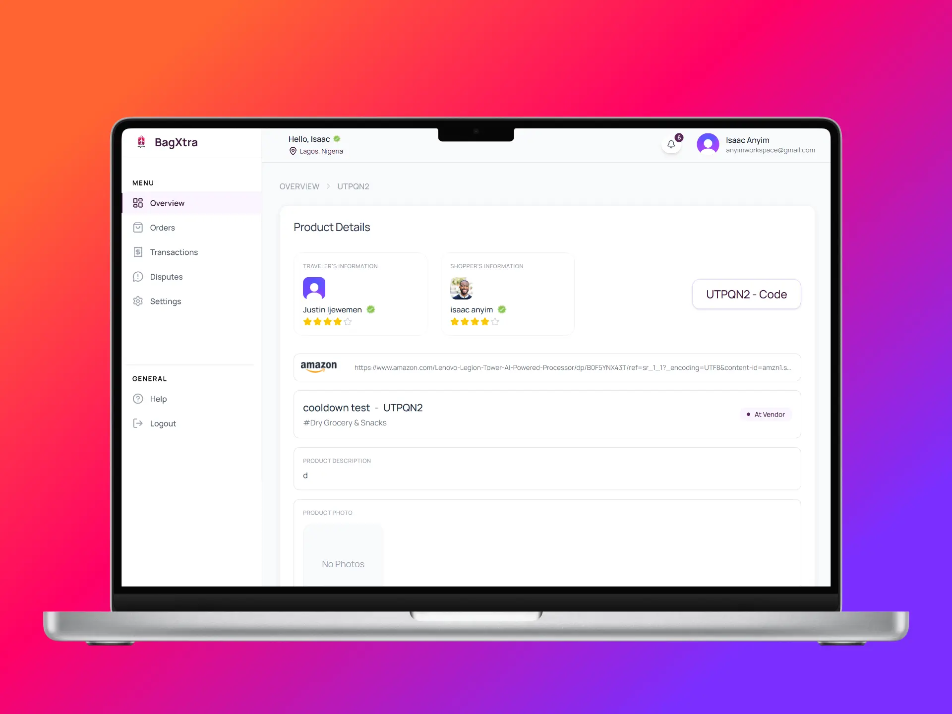 Receive handoffs mockup